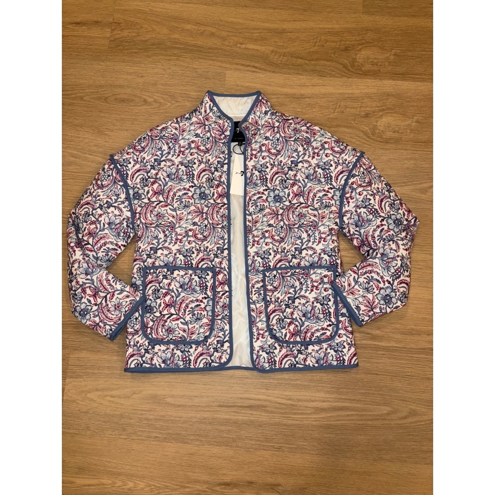 7 for all Mankind Floral Quilted Jacket with Blue and Red Pattern
